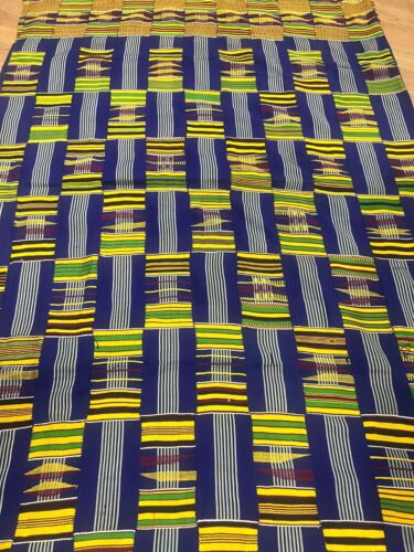 Vintage large African kente Ashanti hand woven cloth 120' X 80"African Art Deco - Picture 4 of 9