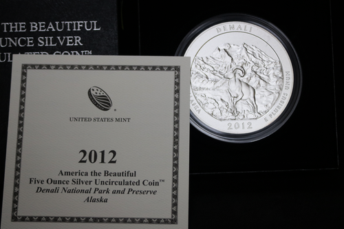 2012 P America the Beautiful 5oz .999 Silver DENALI ALASKA NATIONAL w/Box & COA - Picture 5 of 6