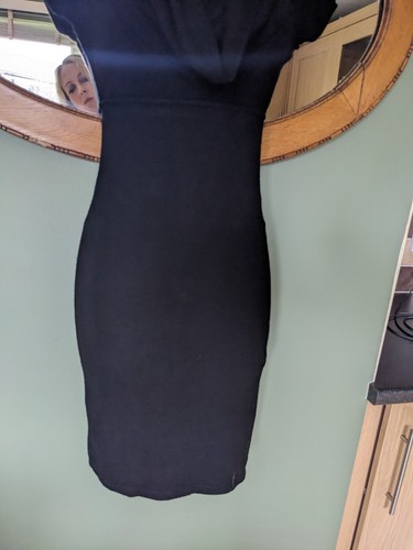 jane norman y2k Black Thin Knit Size 8 Cowle Neck Dress - Picture 6 of 16