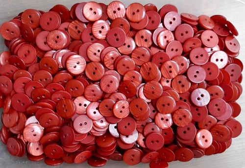 Buttons Small 15mm 24L Red Orangey Red Pearlescent 2 Hole Craft Card Button W713 - Picture 16 of 24