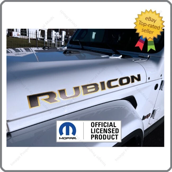 (2x) Jeep Gladiator RUBICON 392 Hood Decals Stickers Graphics Black Gold UV1R3 - Image 3 of 4