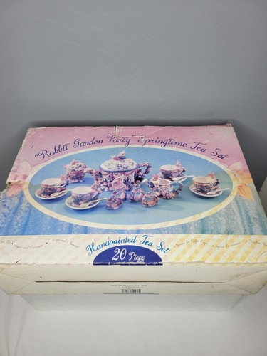 Vintage 1998 Tea set Rabbit Garden Party Manuka Health 20 pc Set - Never Used - Picture 2 of 18