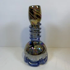 Thick Glass Hookah Water Pipe Base 8in. Tall - Multicolor Blue  Gold