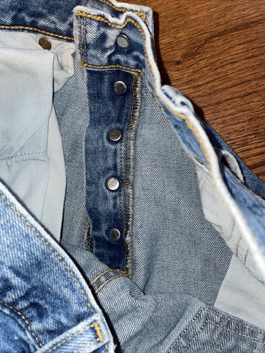 Levi's 501 Button Fly Jeans Mens 34 X 34 Midrise Medium Wash Cotton 5 Cowboy - Picture 17 of 18