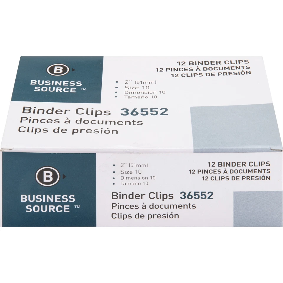 Clips de carpeta plegables Business Source BSN36552, negros, grandes (paquete de 12) Foto 2 de 4