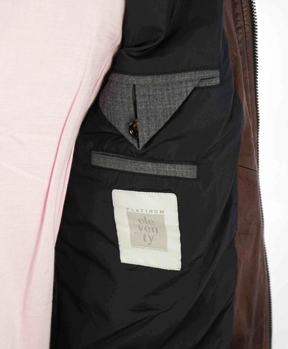 $1,495 ELEVENTY - Distressed LEATHER Aviator/Bomber Jacket (Brunello Cucinelli)- - Picture 11 of 12