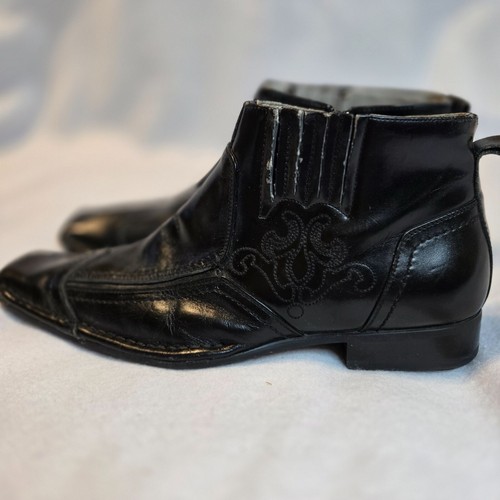 Stacy Adams Chelsea Ankle Boots 7.5 Mens Black Soft Leather Square Toe Brogue - Picture 5 of 13