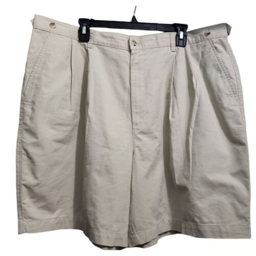 Roundtree & Yorke Men's Beige Cotton Elastic Waist Shorts Classic Fit Size 44