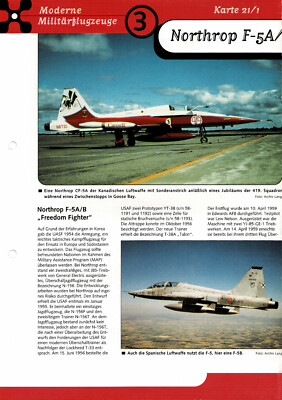 Northrop F-5A/B ''Freedom Fighter'' Informationskarte