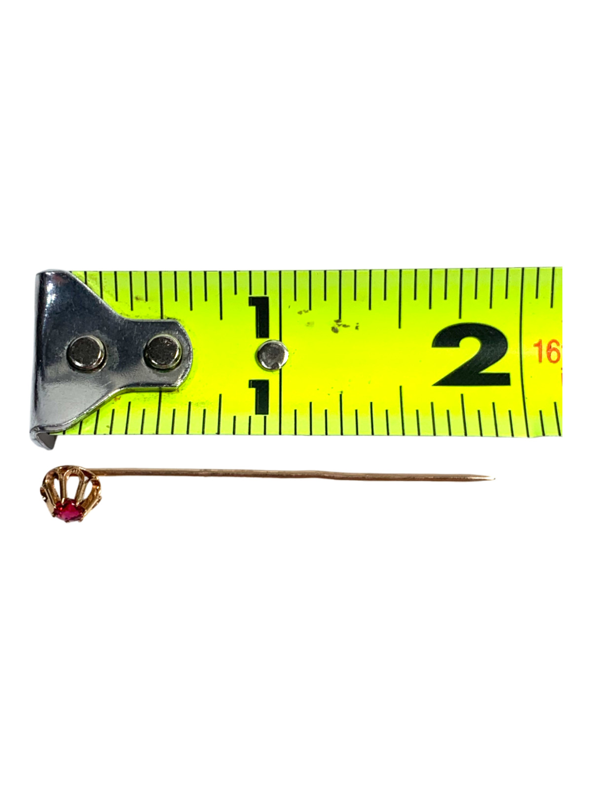 Edwardian 10K Gold & Ruby Stick Pin Buttercup Set… - image 4