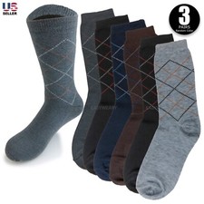 Lot 3 Pairs Mens Dress Socks Funky Fashion Casual Soft Cotton Argyle Size 10-13