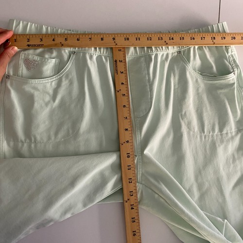 Quacker Factory DreamJeannes Crop Pull-On Wide-Leg Culotte Pants 1X Cool Mint - Picture 9 of 11