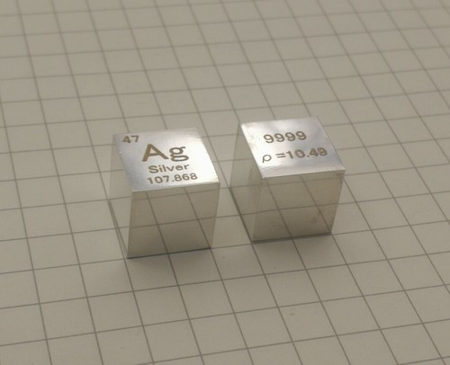Cubo argento metallo 99,99% puro cubo densità Ag raccolta elementi 10 mm - Foto 6 di 16