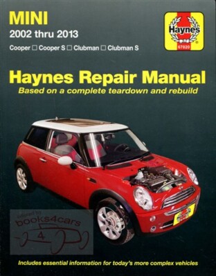 MINI COOPER SHOP MANUAL SERVICE REPAIR HAYNES CLUBMAN S WORKSHOP CHILTON BOOK GT
