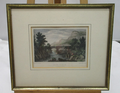 Original Stahlstich  Point y Pair - Caernarvonshire   Großbritannien  gerahmt