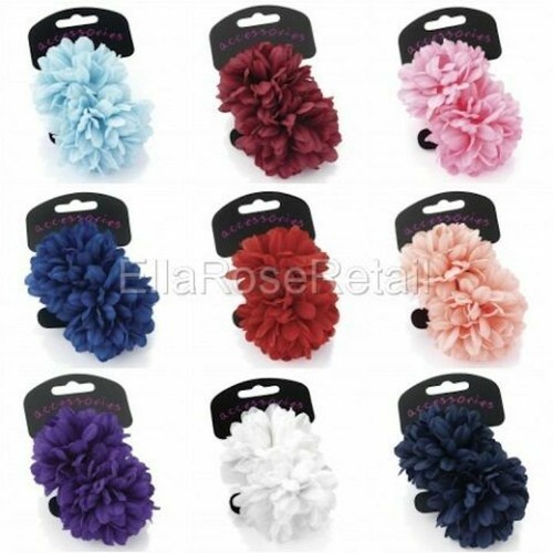 Damen Mädchen Zweiteiliges Blumen Bommel Ponio Set Haarschmuck Floral Groß Klein - Bild 9 von 33