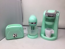 Classy Kitchen Appliance Trio Toaster Mixer Coffee Maker Kids Playset Teal