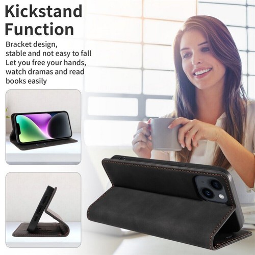 For iPhone 16 15 14 13 12 11 Pro Max Plus Leather Wallet Case Flip Magnet Cover - Picture 56 of 76