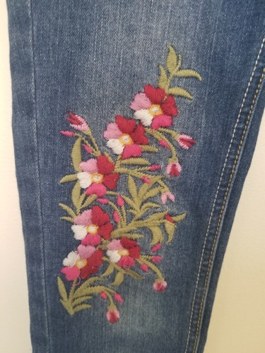 Girls Vigoss The Jagger Flower Design Stretch Skinny Blue Denim Jeans size 7 - Picture 5 of 11