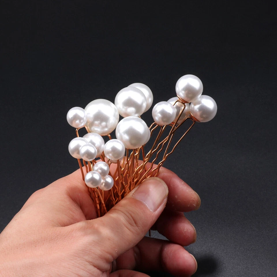 Juego de 18 piezas de alfileres de metal en forma de U perlas horquillas clips elegantes sombreros para la cabeza Foto 4 de 4