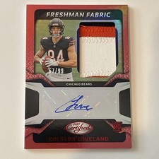 Colston Loveland Panini Certified Freshman Fabrics Red  /99 RC RPA Chicago Bears