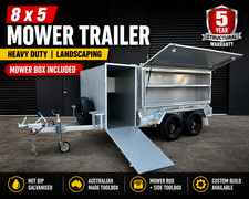 8×5 Lawn Mower Trailer Tandem Galvanised Gardening Trailer with Mower Box & Side
