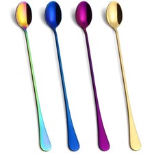 9.5-Inch Long Spoons for Ice Tea, Ice Cream, Coffee - Stainless Steel