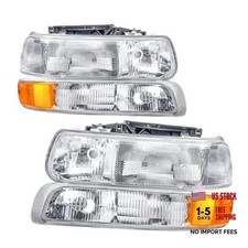 Headlight Assembly Crystal Compatible with 99-02 Chevy Silverado 00-06
