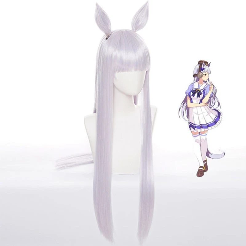 Anime Umamusume: Pretty Derby Gold Ship Cosplay Peluca Blanca Accesorios Halloween Regalo Foto 3 de 4