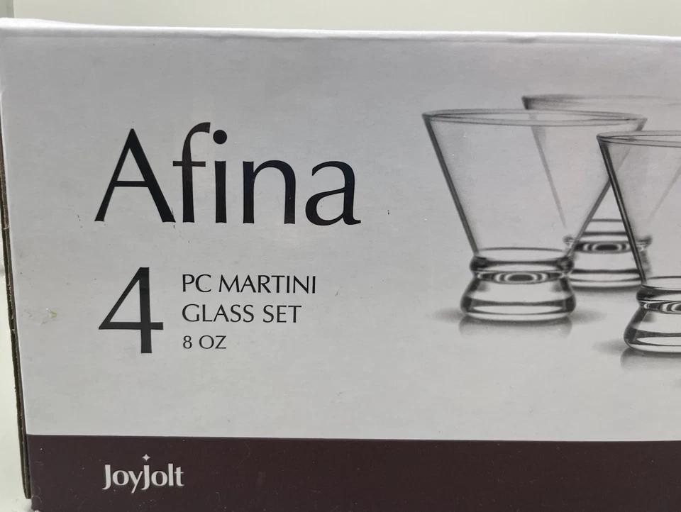 Juego de 4 copas de cóctel Afina Joyjolt sin tallo de 8 oz de Martini NUEVO Foto 2 de 4
