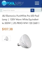 J&J Electronics PureWhite Pro LED 120V, 21W White LED Pool Replacement Bulb