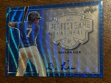 DAYLEN LILE 2020 LEAF PERFECT GAME NS BLUE WAVE AUTOGRAPH #3/9 NATIONALS