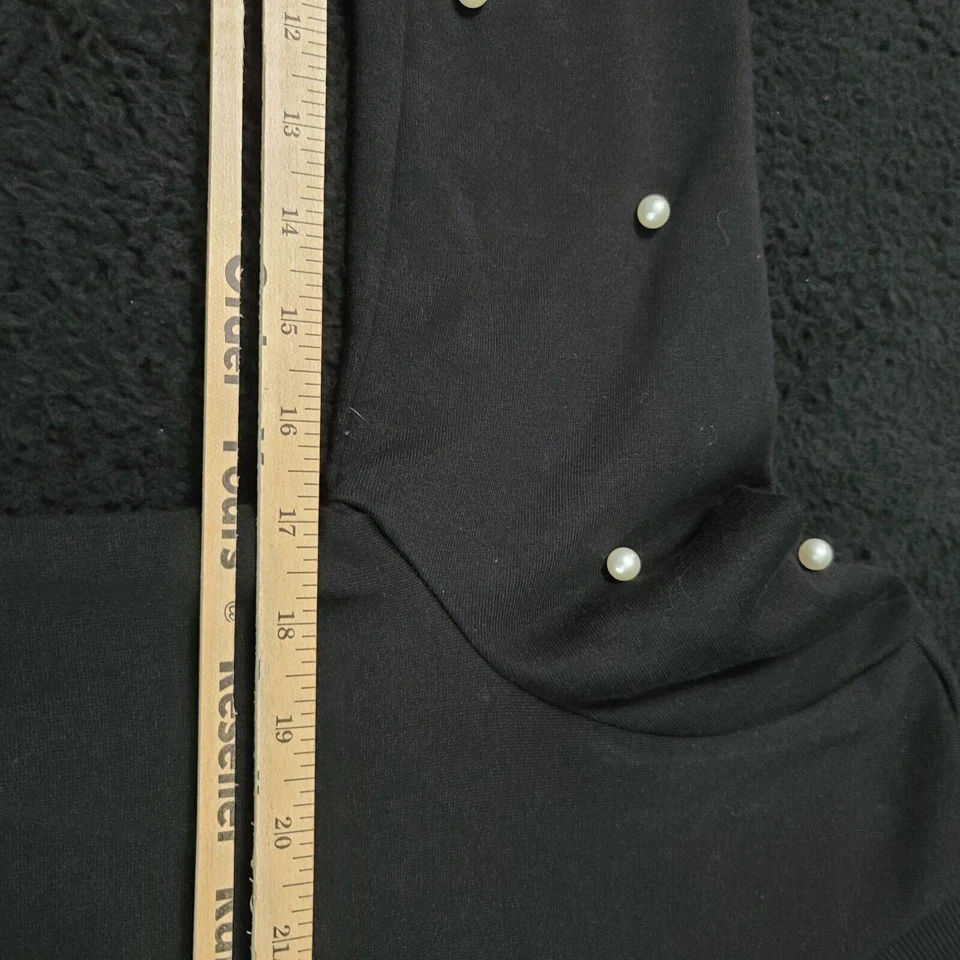 Top de mujer Sharagano negro talla pequeña mezcla de algodón manga larga pulóver elástico Foto 4 de 4