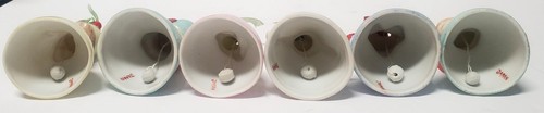 Vintage (6) Set Porzellan Engel junges Mädchen Glocke Figuren Japan handbemalt Ornamente - Bild 10 von 12
