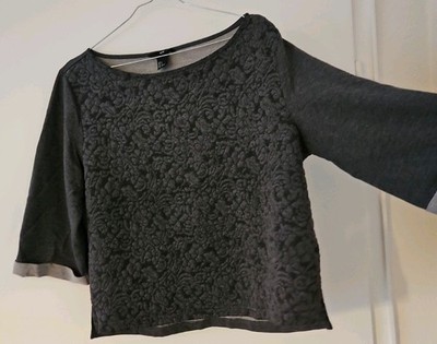 H&M T-Shirt Struktur, Grau, Gr. S/M, oversized