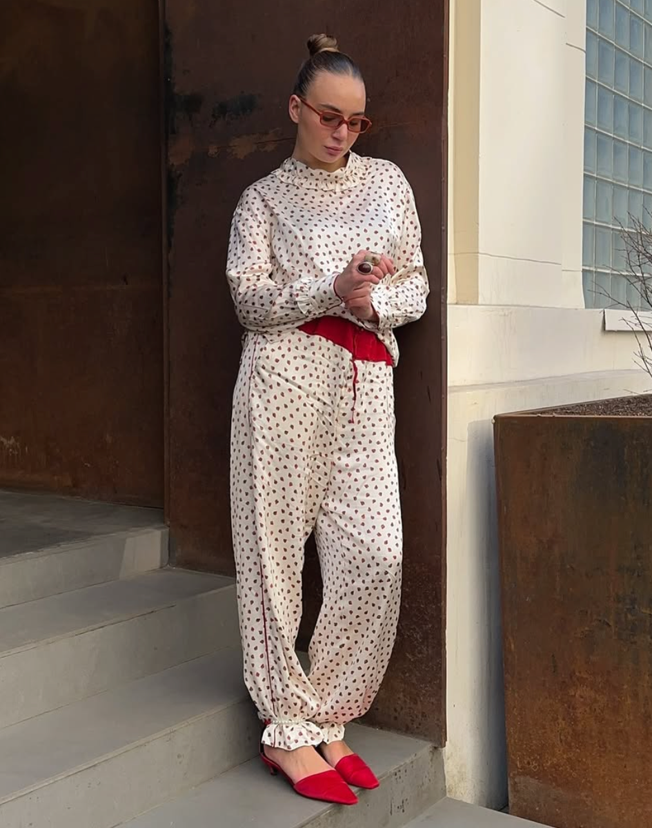 ZARA x Stefano Pilati Strawberry Print Top & Matching Trousers Co