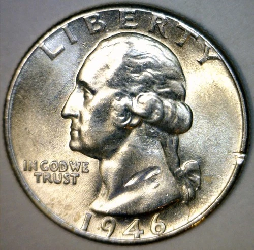 1946d Washington Quarter Silver Coin BU + Det. Scr.   PRICED BELOW MELT  NR