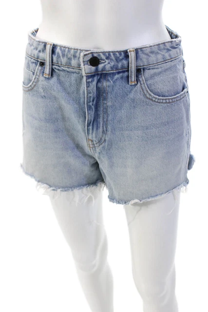 Alexander Wang Womens Cotton Bite High Rise Denim Distressed Shorts Blue Size 27