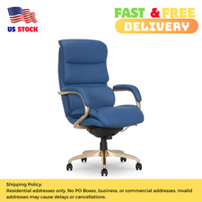 La-Z-Boy Aberdeen Ergonomic Bonded Leather Swivel Executive Chair,Blue,51545-BLU