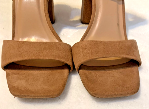 A New Day Damen-Sandalen 6 Wildlederimitat Blockabsatz Knöchelriemen braun eckige Zehenpartie - Bild 7 von 8