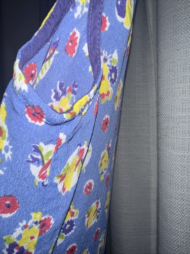 April Cornell XXL Blue Summer Dress Front Pockets Floral Fruit Vegetables - Picture 8 of 16