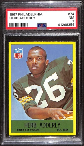 1967 Philadelphia #74 Herb Adderley HOF UER PSA 7 NM C95133