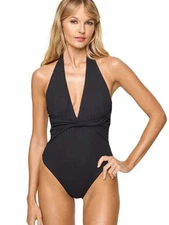 L*Space Coast To Coast One Piece Swimsuit Eco Ocean Rib BLACK Medium New
