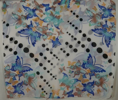 Großer 100% Viskose Schal Weiß Bunt Schmetterlinge Edel Fein Leicht 184x96 cm - Bild 1 von 4