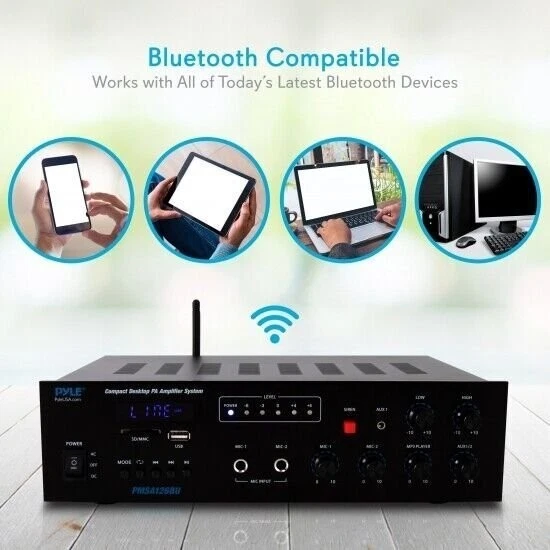 Pyle Wireless Bluetooth Public Address Amplifier Receiver System 500W PMSA126BU - Image 3 of 4