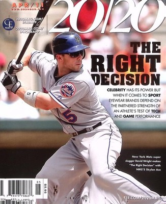 20/20 MAGAZINE  APRIL 2011 THE RIGHT DECISION DAVID WRIGHT NEW YORK METS B3234