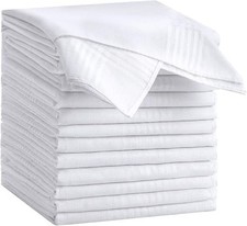 12 Pack Men's 100 Cotton Handkerchiefs 16x16 White Classic Pocket Hankies