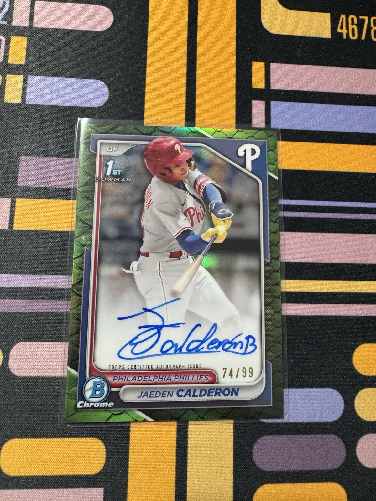 2024 Bowman Chrome Jaeden Calderon 1st Green Reptilian Refractor Auto /99