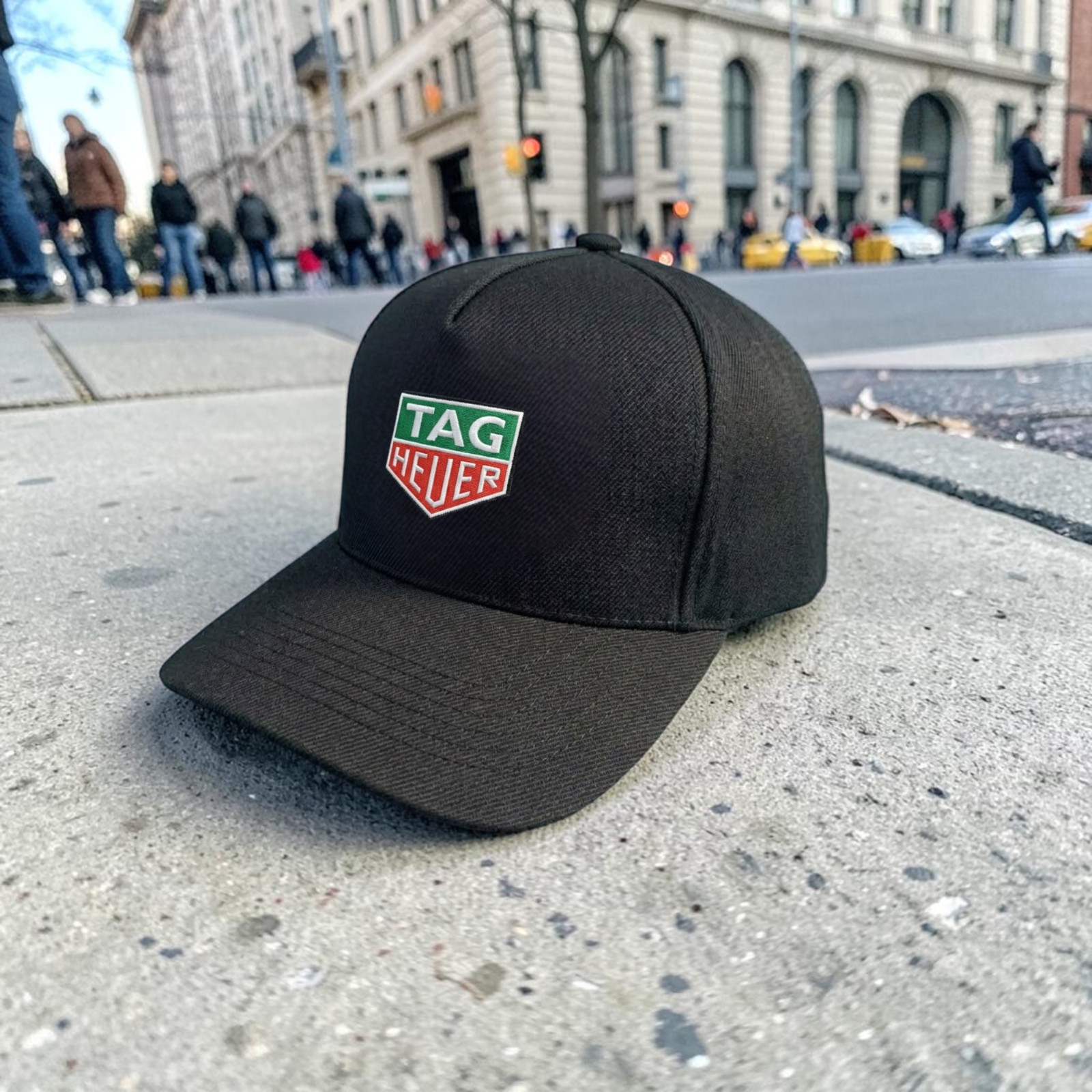TAG Heuer Logo Embroidered Baseball Cap - Black Kaki Twill Racing Luxury Dad Hat