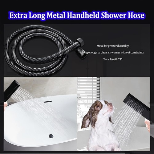 "Combo de lujo de ducha de lluvia y mano de 10"" con manguera de 71"" - elegante acabado negro" - Imagen 8 de 10